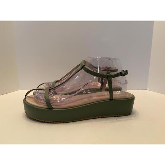 Intentionally Platform Mint Green 9 Leather Sandals Quiet Luxury Boho Festival - Picture 1 of 7